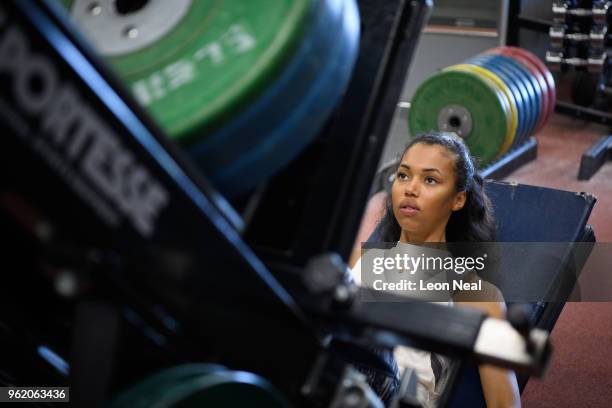 British Track and Field athlete Morgan Lake trains at the British Athletics National Performance Institute on May 24, 2018 in Loughborough, England....