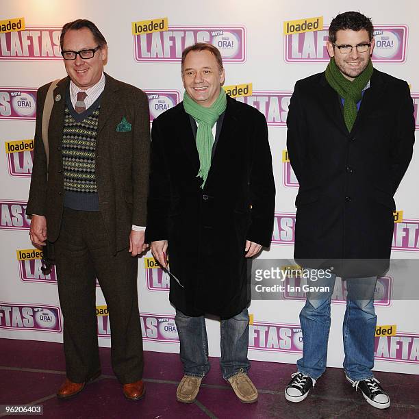 Vic Reeves, Bob Mortimer and Dan Renton-Skinner attend the Loaded LAFTA's at the Cuckoo Club on January 27, 2010 in London, England.