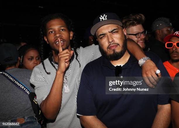 Fetty Luciano and DJ Juanyto attend the Pusha T "Daytona" Album Listening Party at Public Arts at Public on May 23, 2018 in New York City.