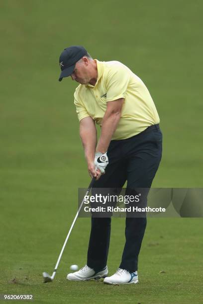 Marcus Fraser of Australia on the fourth hole during the first round of the BMW PGA Championship at Wentworth on May 24, 2018 in Virginia Water,...