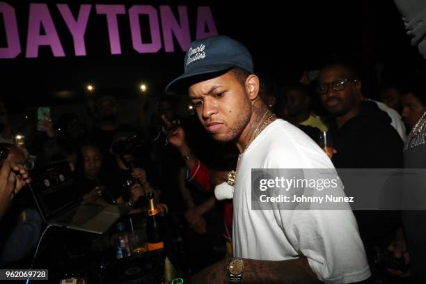 Chase B spins at the Pusha T "Daytona" Album Listening Party at Public Arts at Public on May 23, 2018 in New York City.