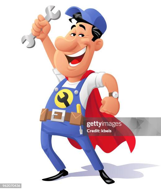 ilustrações, clipart, desenhos animados e ícones de super mecânico - plumber