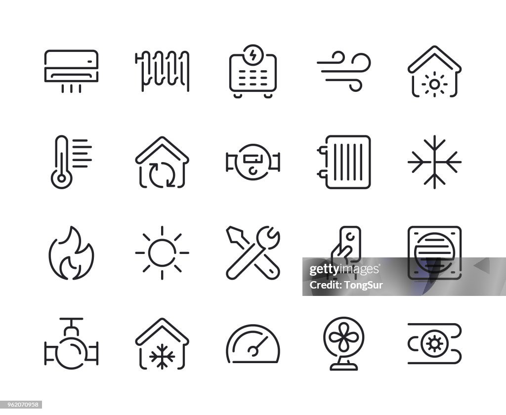 Heating and Cooling Line Icons