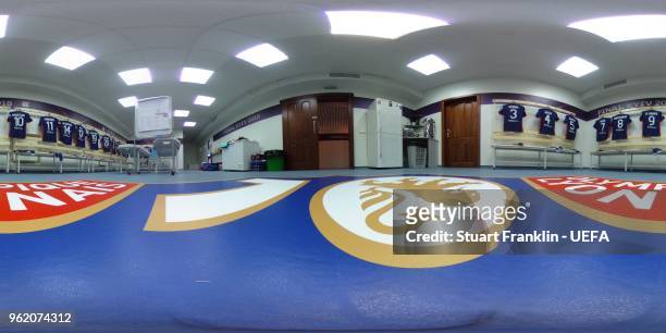 Olympique Lyonnais dressing room prior to the UEFA Womens Champions League Final between VfL Wolfsburg and Olympique Lyonnais on May 24, 2018 in...
