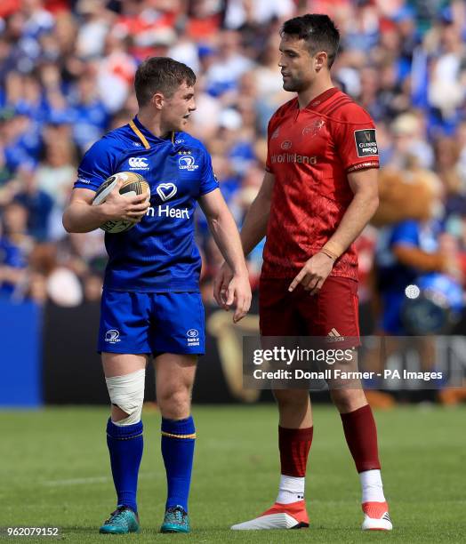 Leinster's Luke McGrath with Conor Murray of Munster during the Guinness Pro14, Semi Final at the RDS Arena, Dublin