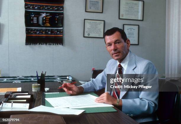 Portrait of environmentalist and acid rain specialist Dr. Ralph Perhac of Electric Power Research Institute posing during photo shoot in his office....