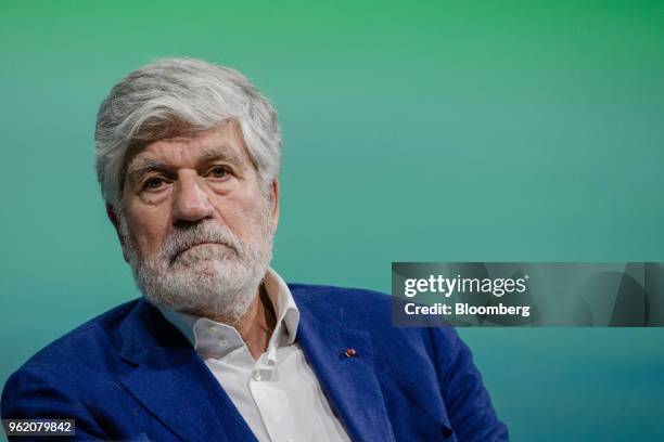 Maurice Levy, chairman of Publicis Group SA, looks on during the Viva Technology conference in Paris, France, on Thursday, May 24, 2018. Viva Tech, a...