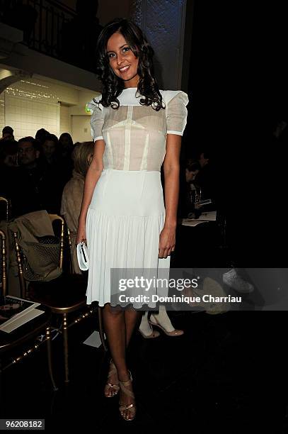 Miss France Malika Menard attends Jean-Paul Gaultier Haute Couture fashion show as part of the Paris Fashion Week Haute Couture S/S 2010 on January...