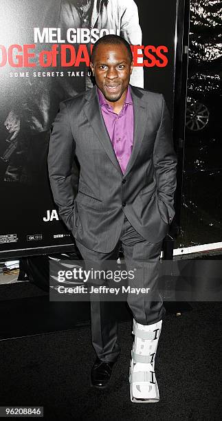 Actor Gbenga Akinnagbe attends the "Edge Of Darkness" Los Angeles Premiere on January 26, 2010 in Los Angeles, United States.