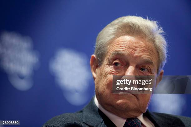 George Soros, chairman of Soros Fund Management, participates in a panel session on day one of the 2010 World Economic Forum annual meeting in Davos,...