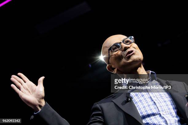 Satya Nadella, chief executive officer of Microsoft Corp., attends the Viva Tech start-up and technology gathering at Parc des Expositions Porte de...