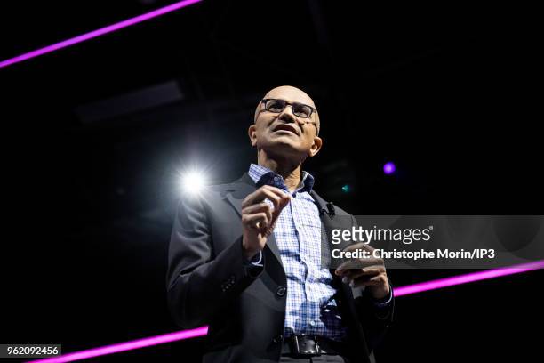 Satya Nadella, chief executive officer of Microsoft Corp., attends the Viva Tech start-up and technology gathering at Parc des Expositions Porte de...