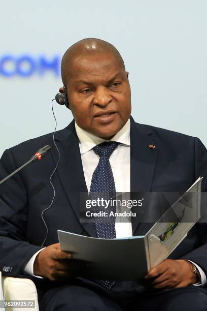 President of the Central African Republic, Faustin Archange Touadera, attends the 2018 St Petersburg International Economic Forum in St Petersburg,...