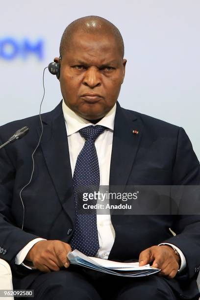 President of the Central African Republic, Faustin Archange Touadera, attends the 2018 St Petersburg International Economic Forum in St Petersburg,...
