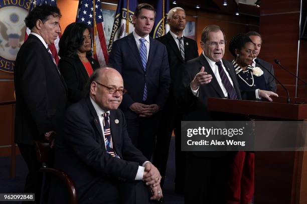 Rep. Jerrold Nadler speaks as Rep. Jamie Raskin , Rep. Pramila Jayapal , Rep. Steve Cohen , Rep. Eric Swalwell , Rep. Hank Johnson , Rep. Sheila...