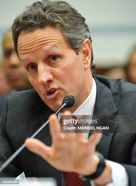 Treasury Secretary Timothy Geithner testifies before the House Oversight and Government Reform Committee on the bailout of insurer AIG January 27,...