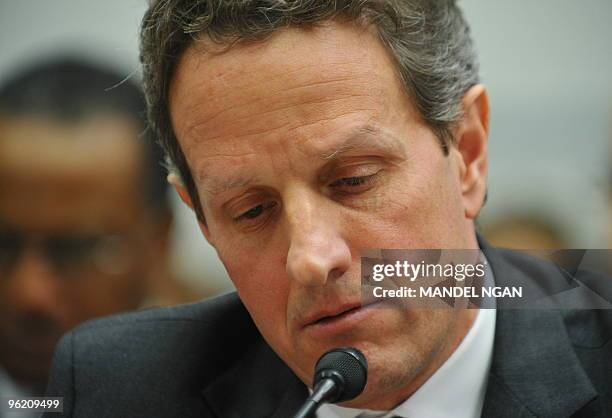 Treasury Secretary Timothy Geithner testifies before the House Oversight and Government Reform Committee on the bailout of insurer AIG January 27,...