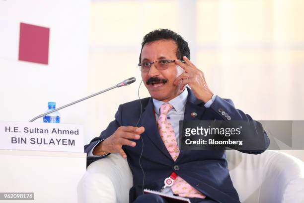 Sultan Ahmed Bin Sulayem, chairman of DP World Ltd., speaks during a panel debate at the St Petersburg International Economic Forum in Saint...
