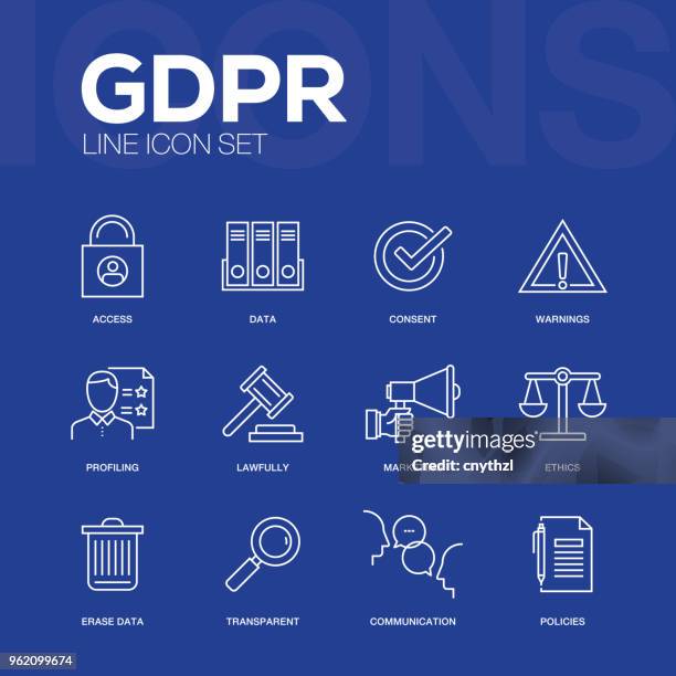 gdpr line icons - access control stock illustrations