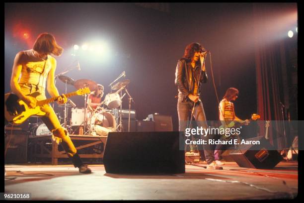 The Ramones perform live on stage at The Palladium, New York on January 07 1978 L-R Johnny Ramone Tommy Ramone Joey Ramone Dee Dee Ramone