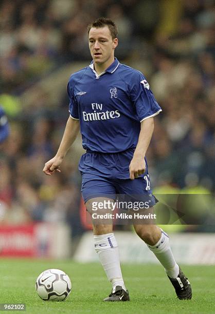 John Terry of Chelsea on the ball during the FA Barclaycard Premiership match between Chelsea and Middlesbrough played at Stamford Bridge in London....