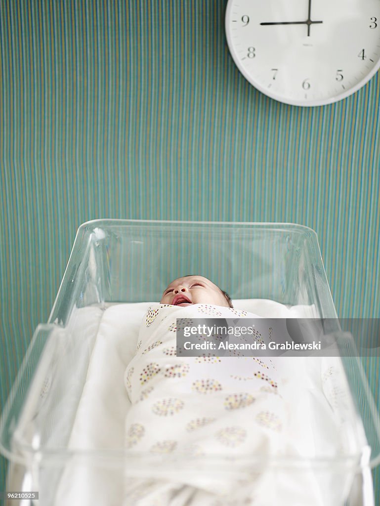 Baby in Hospital Crib