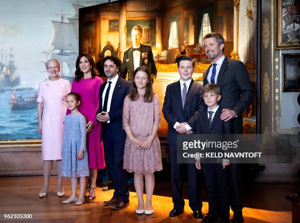 Crown Prince Frederik of Denmark , Crown Princess Mary , Queen Margrethe II of Denmark with children, Prince Christian, Princess Isabella and the...
