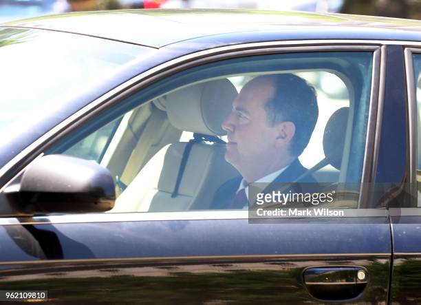 House Intelligence Committee ranking member Rep. Adam Schiff , arrives in his car at the Justice Department, on May 24, 2018 in Washington, DC....