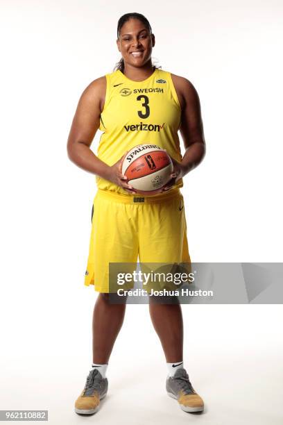 Courtney Paris of the Seattle Storm poses for a head shot during 2018 WNBA media day at Key Arena Seattle, Washington. NOTE TO USER: User expressly...