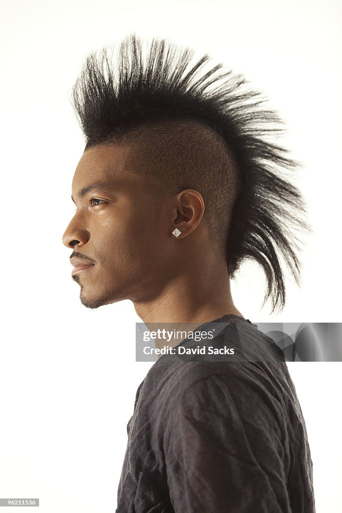 Man with mohawk, side view