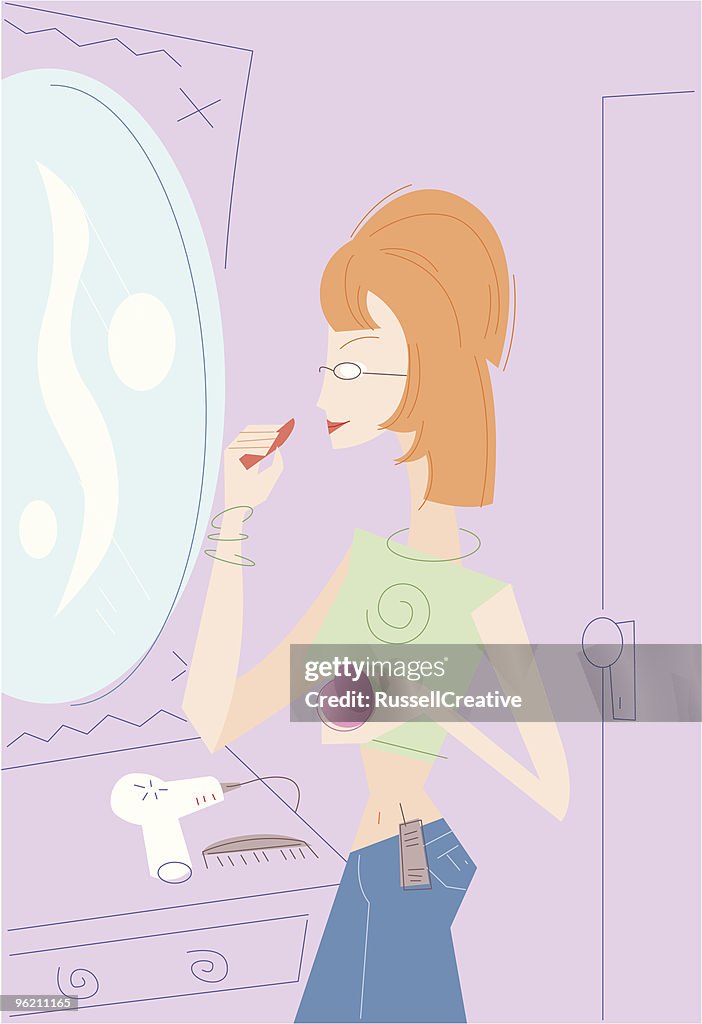 Putting auf make-up