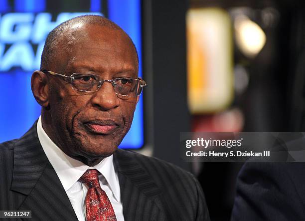 Basketball Hall of Famer Bob Lanier announces the Right Guard Total Defense Challenge at the NBA Store on January 27, 2010 in New York City.