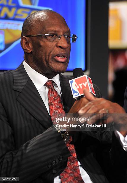 Basketball Hall of Famer Bob Lanier announces the Right Guard Total Defense Challenge at the NBA Store on January 27, 2010 in New York City.