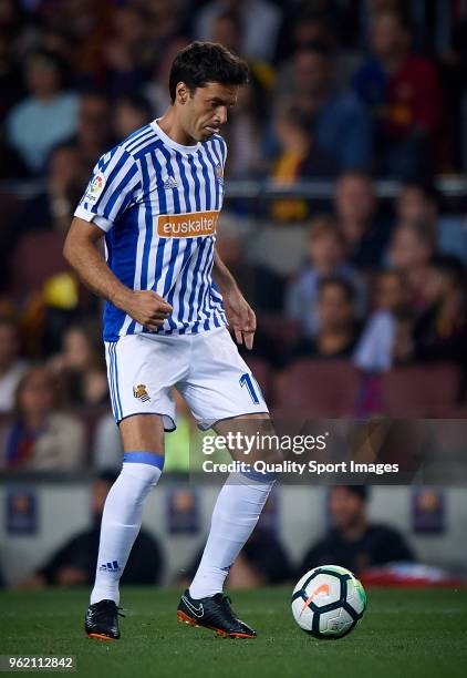 Xabi Prieto of Real Sociedad in action during the La Liga match between Barcelona and Real Sociedad at Camp Nou on May 20, 2018 in Barcelona, Spain.