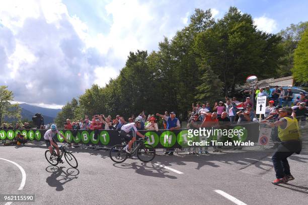 Christopher Froome of Great Britain and Team Sky / Wout Poels of The Netherlands and Team Sky taking the wrong way at a deviation with 400m to go /...