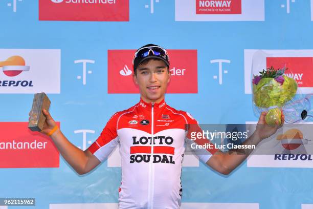 Podium / Bjorg Lambrecht of Belgium and Team Lotto Soudal / Celebration / during the 11th Tour des Fjords 2018, Stage 3 a 183km stage from Farsud to...