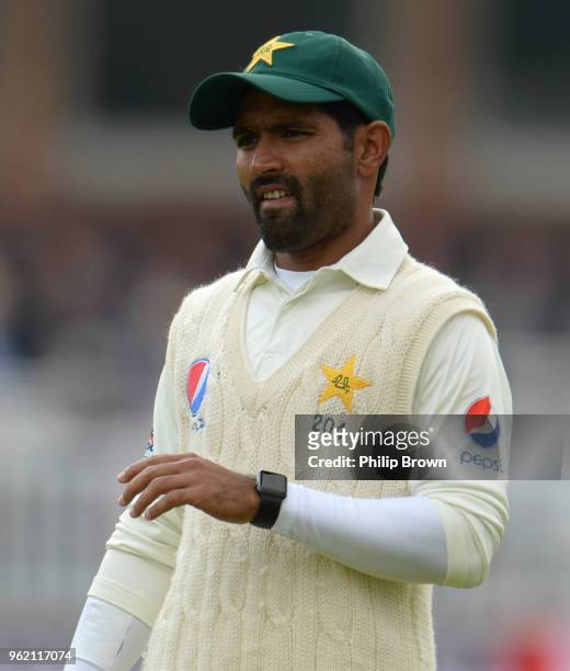 Asad Shafiq of Pakistan looks on during the 1st Natwest Test match between England and Pakistan at Lord's cricket ground on May 24, 2018 in London,...