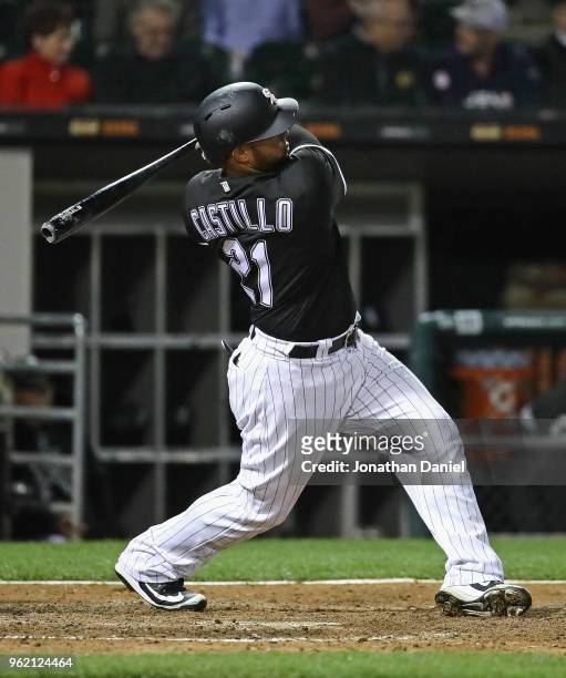 Welington Castillo of the Chicago White Sox bats against the Baltimore Orioles at Guaranteed Rate Field on May 22, 2018 in Chicago, Illinois. The...