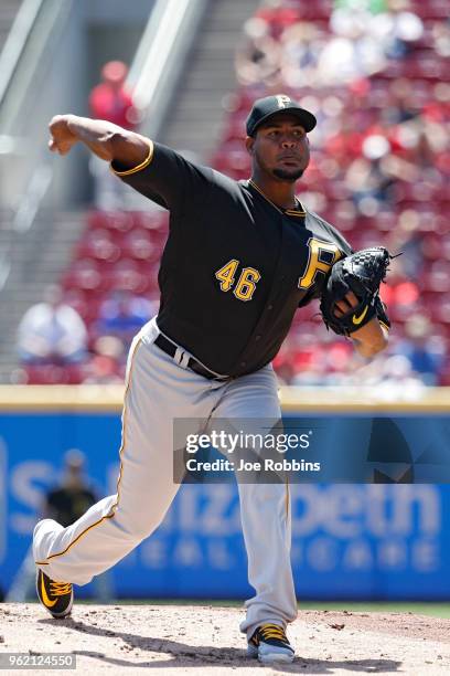 Ivan Nova of the Pittsburgh Pirates pitches in the first inning against the Cincinnati Reds at Great American Ball Park on May 24, 2018 in...