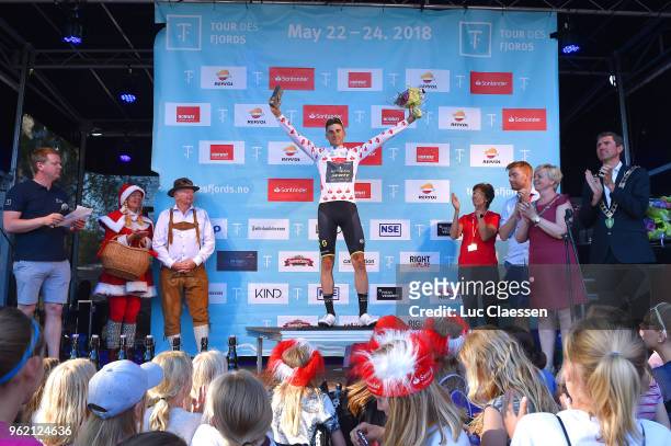 Podium / Carlos Verona of Spain and Team Mitchelton-Scott Polka Dot Mountain Jersey / Celebration / during the 11th Tour des Fjords 2018, Stage 3 a...