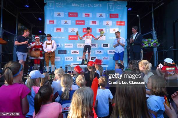 Podium / Bjorg Lambrecht of Belgium and Team Lotto Soudal / Celebration / during the 11th Tour des Fjords 2018, Stage 3 a 183km stage from Farsund to...