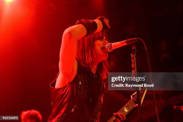 Singer Lzzy Hale of Halestorm performs at the House Of Blues in Chicago, Illinois on January 19, 2010.