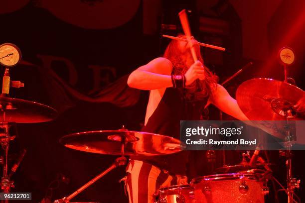 Drummer Arejay Hale of Halestorm performs at the House Of Blues in Chicago, Illinois on January 19, 2010.