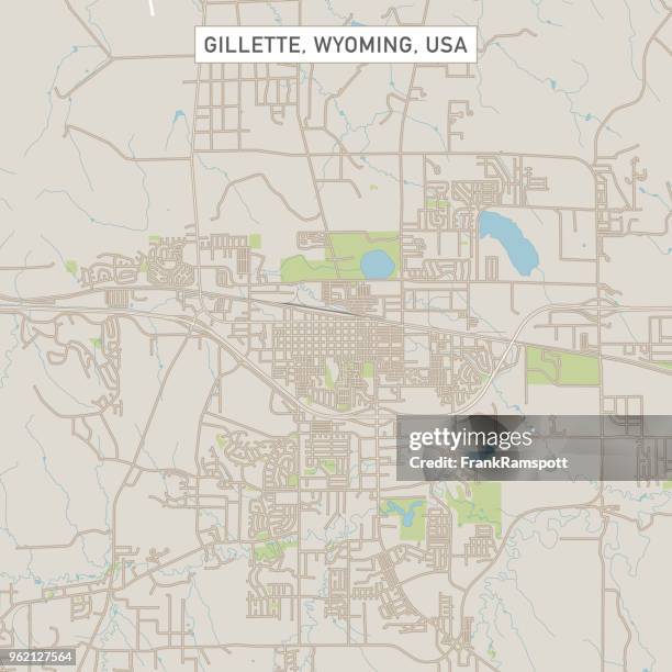 gillette wyoming us city street map - gillette stock illustrations