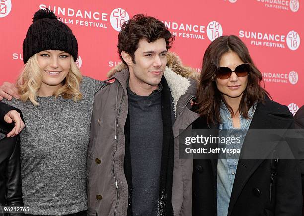 Actors Malin Akerman, Adam Brody and Katie Holmes attend "The Romantics" premiere during the 2010 Sundance Film Festival at Library Center Theatre on...