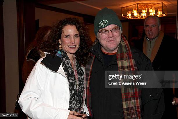 Actors Andie MacDowell and Philip Seymour Hoffman attend Variety 10 Directors to Watch at St. Regis on January 24, 2010 in Park City, Utah.