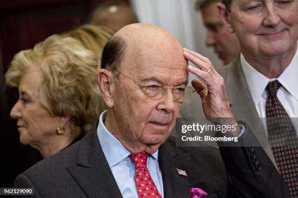 Wilbur Ross, U.S. Commerce secretary, center, attends a signing ceremony of S. 2155, the Economic Growth, Regulatory Relief, And Consumer Protection...