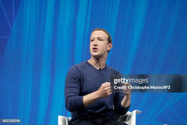 Mark Zuckerberg, chief executive officer and founder of Facebook Inc. Attends the Viva Tech start-up and technology gathering at Parc des Expositions...