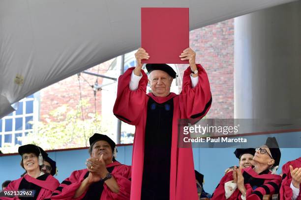 Ricardo Lagos eceives an honorary degree at the Harvard University 2018 367th Commencement exercises at Harvard University on May 24, 2018 in...