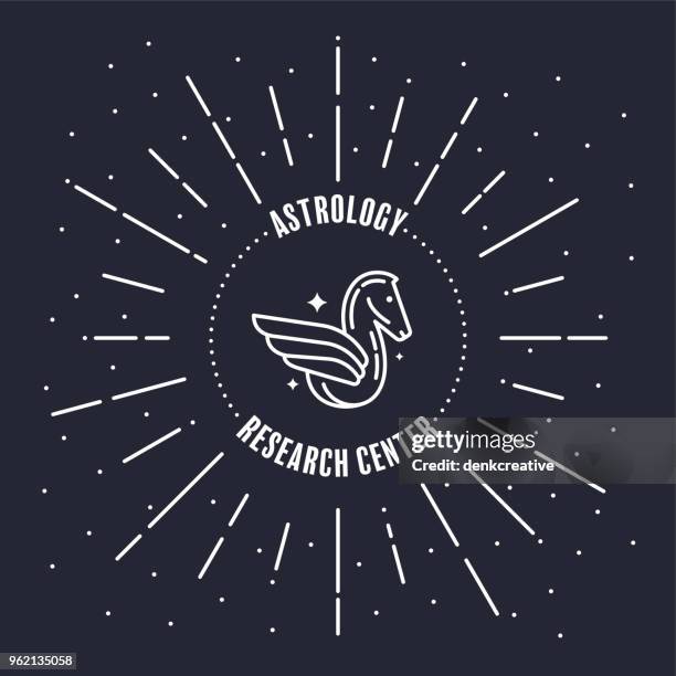 astrology label badge - constellation font stock illustrations